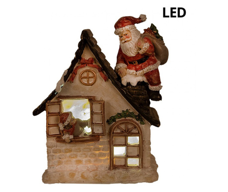LED világítású karácsonyi dekoráció Télapó ajándékot hoz a háztetőn