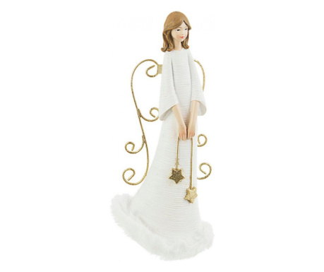 Figurica anđela bijelo zlatna poliresin 10x8x22 cm
