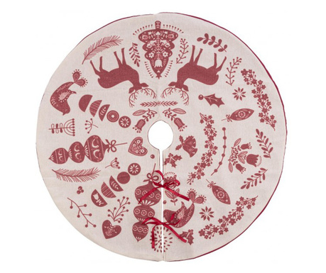 Tekstilna podloga za božično drevo rdeče barve slonovine 90 cm