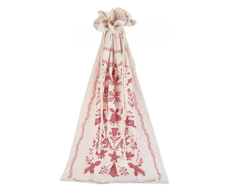 Božićna poklon vrećica od tekstila crvene boje slonovače 60x100 cm