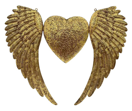 Fali dekoráció Angel Wings arany fém 74x1x63 cm