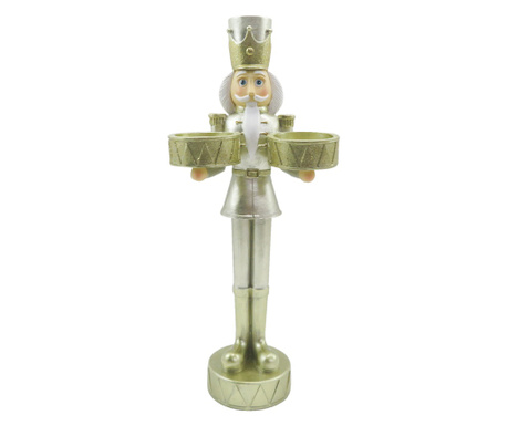 Figurina Spargatorul de Nuci cu suporturi lumanari argintiu auriu 12x8x28 cm