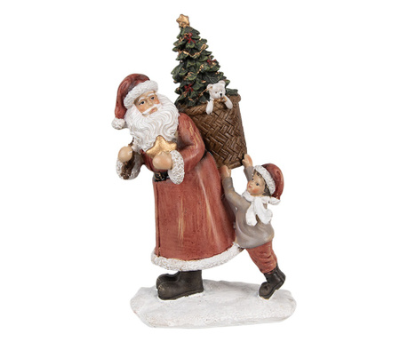 Figurica Djeda Božićnjaka i djeteta od poliresina 12x9x19 cm