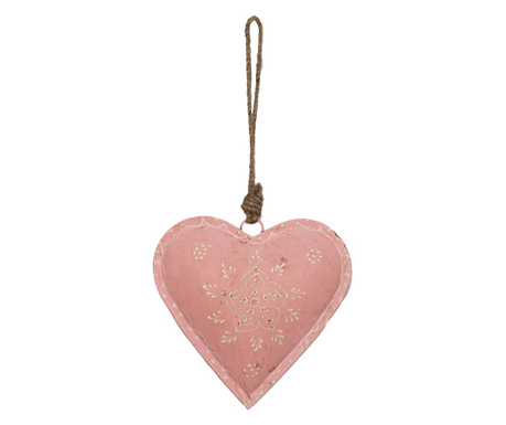 Комплект от 6 декорации Розови метални сърца 14х4х14 см