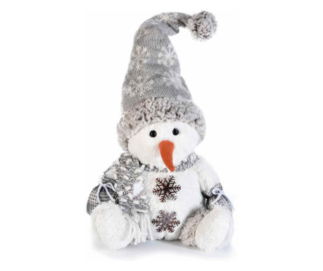 Figurica snjegovića od sivo-bijele tkanine 20x15x41 cm