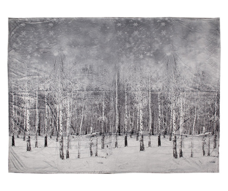Pokrivač Landscape Winter sivi poliester 130x170 cm