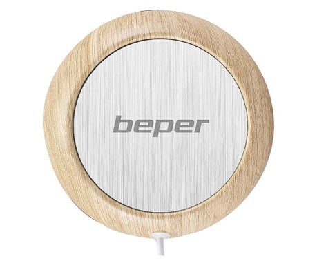 Нагревател за чаши Beper P201UTP003, USB, Диаметър 10.5 см, Сив/кафяв