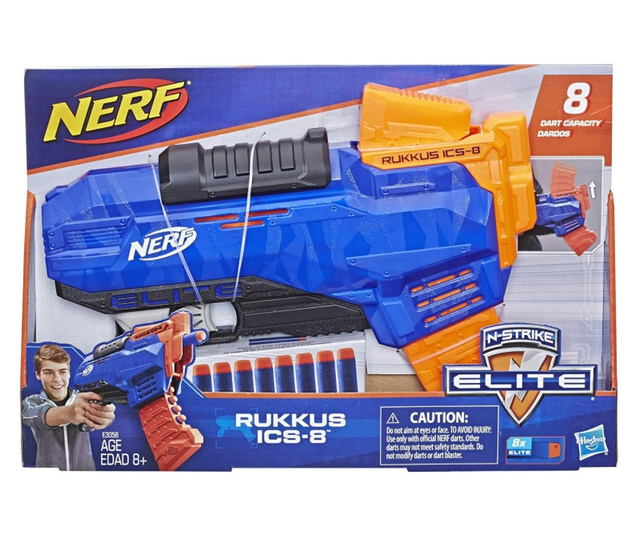 Бластер NERF E3058 N-Strike Elite Rukkus, 8 стрели, Оранжев/син