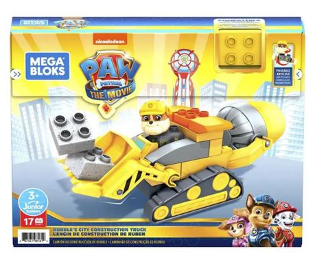 Конструктор строителният камион на Ръбъл Mega Bloks Paw Patrol GYW91, Жълт/сив