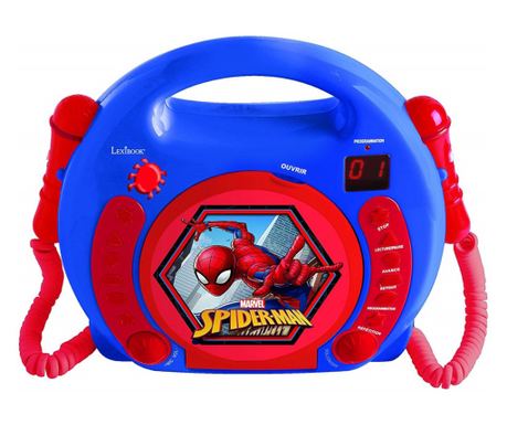 Music player Lexibook RCDK100SP Spider-Man, CD Player, 2 microfoane, mufă pentru căști, albastru/roșu