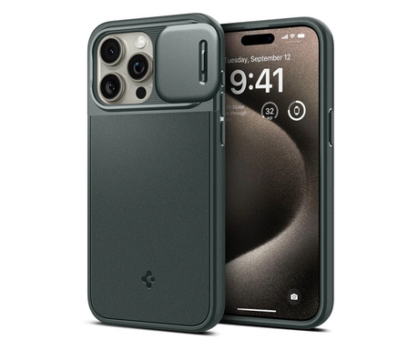 Apple iPhone 15 Pro Max, Szilikon tok, közepesen ütésálló, kamera védelem, Magsafe töltővel kompatibilis, Spigen Optik Armor Mag