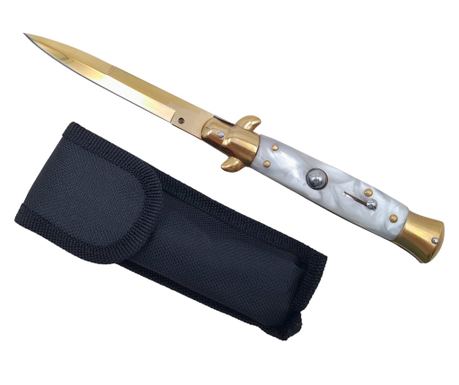 IdeallStore® vadászkés, Italian Spirit, rozsdamentes acél, 22.5 cm, arany, tasak mellékelve