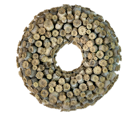 Coronita pemtru usa realizata cu mac uscat, natur, 30 cm