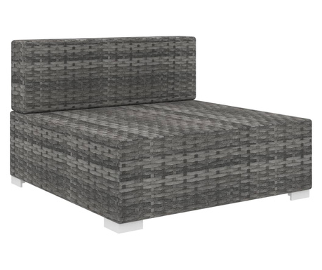1 db szürke polyrattan moduláris középső kanapé párnákkal