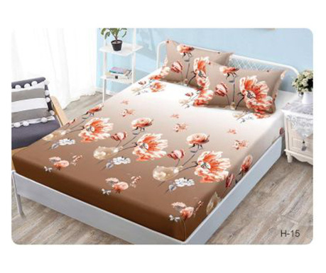 Set husa pentru pat 160200 cm confectionata din bumbac finet cu imprimeu + 2 fete de perna HP160-14