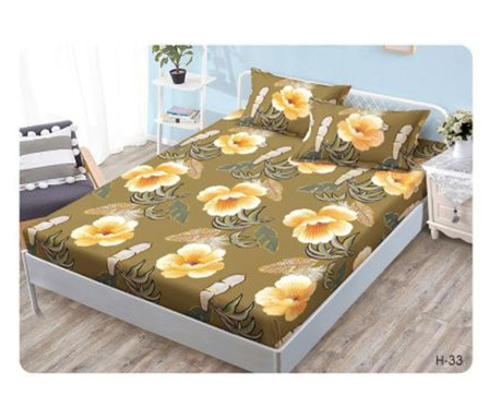 Set husa pentru pat 160200 cm confectionata din bumbac finet cu imprimeu + 2 fete de perna HP160-29