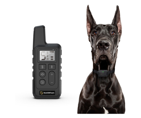 StartONTeam Újratölthető elektromos kutyakiképző nyakörv, LCD kijelző, víz- és porálló (IP65), gumielektródák, állítható, kiképz