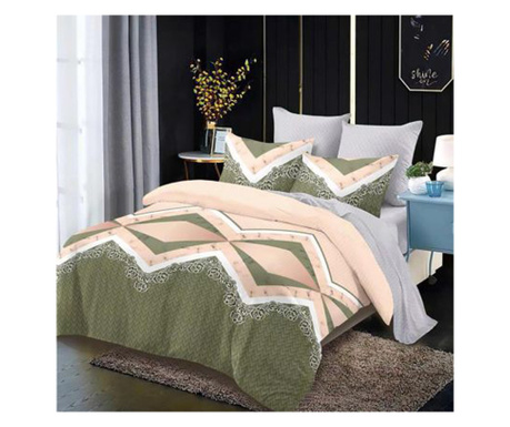 Lenjerie de pat pentru pat dublu , cearceaf cu elastic- finet , 6 piese LFE-16