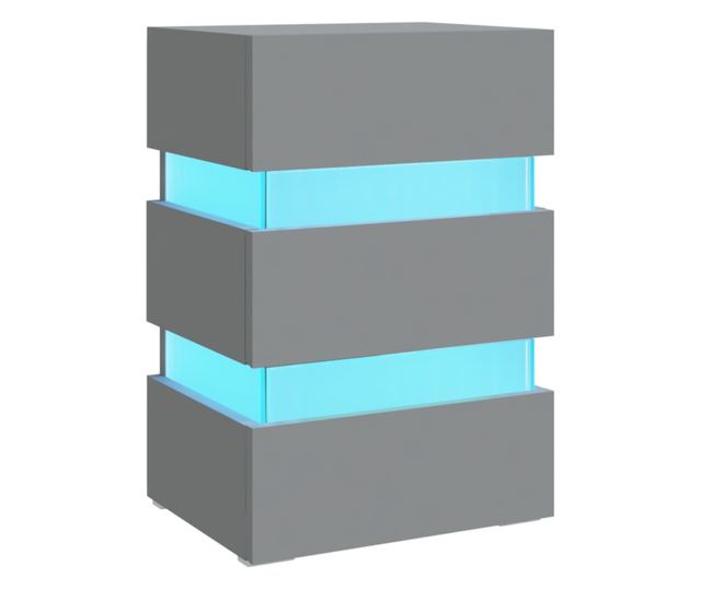 Szafka nocna z LED, szara, 45x35x67 cm, płyta wiórowa