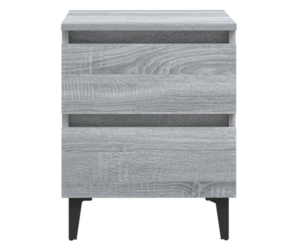 Noćni ormarić s metalnim nogama, 2 kom, Sonoma Gray, 40x35x50 cm - 3