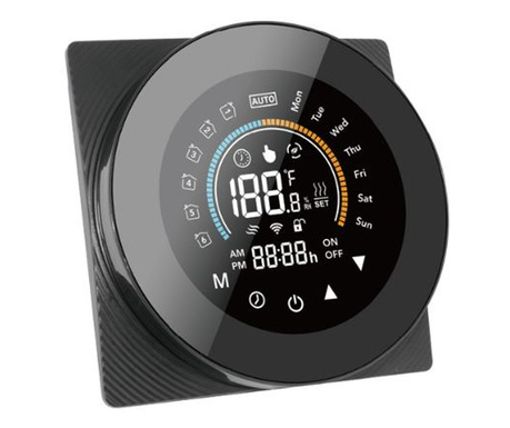 SmartWise WiFi-s okos termosztát, COLOR eWeLink app kompatibilis, ‘C’ típus (feszültségmentes kapcsolás), fekete (SMW-TER-CB-COL