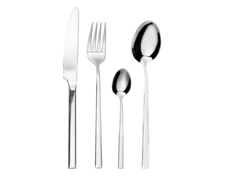 Set tacamuri inox, 24 piese, 6 persoane, argintiu, AMBITION Como