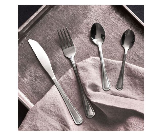 Set tacamuri inox, 30 piese, 6 persoane, cu lingurite cafea, DOMOTTI London