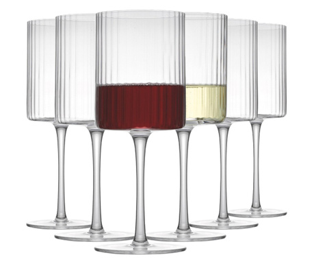 Set 6 pahare vin Quasar & Co., model striat, 350 ml, sticla, transparent