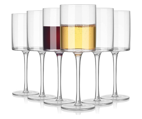 Set 6 pahare vin Quasar & Co., model drept, 400 ml, sticla, transparent