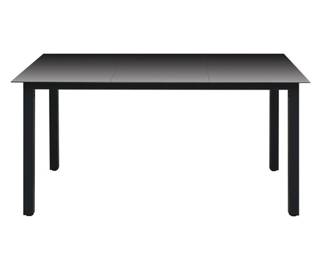fekete alumínium és üveg kerti asztal 150 x 90 x 74 cm