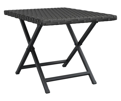 fekete összecsukható polyrattan asztal 45 x 35 x 32 cm
