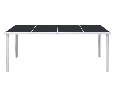 fekete acél kerti asztal 190 x 90 x 74 cm