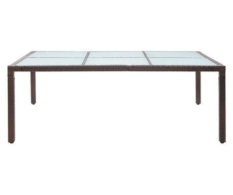 barna polyrattan kültéri étkezőasztal 200 x 150 x 74 cm