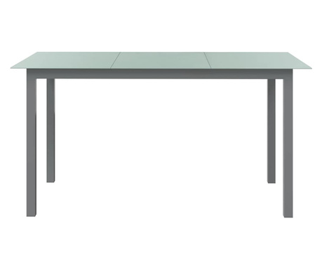 világosszürke alumínium és üveg kerti asztal 150 x 90 x 74 cm