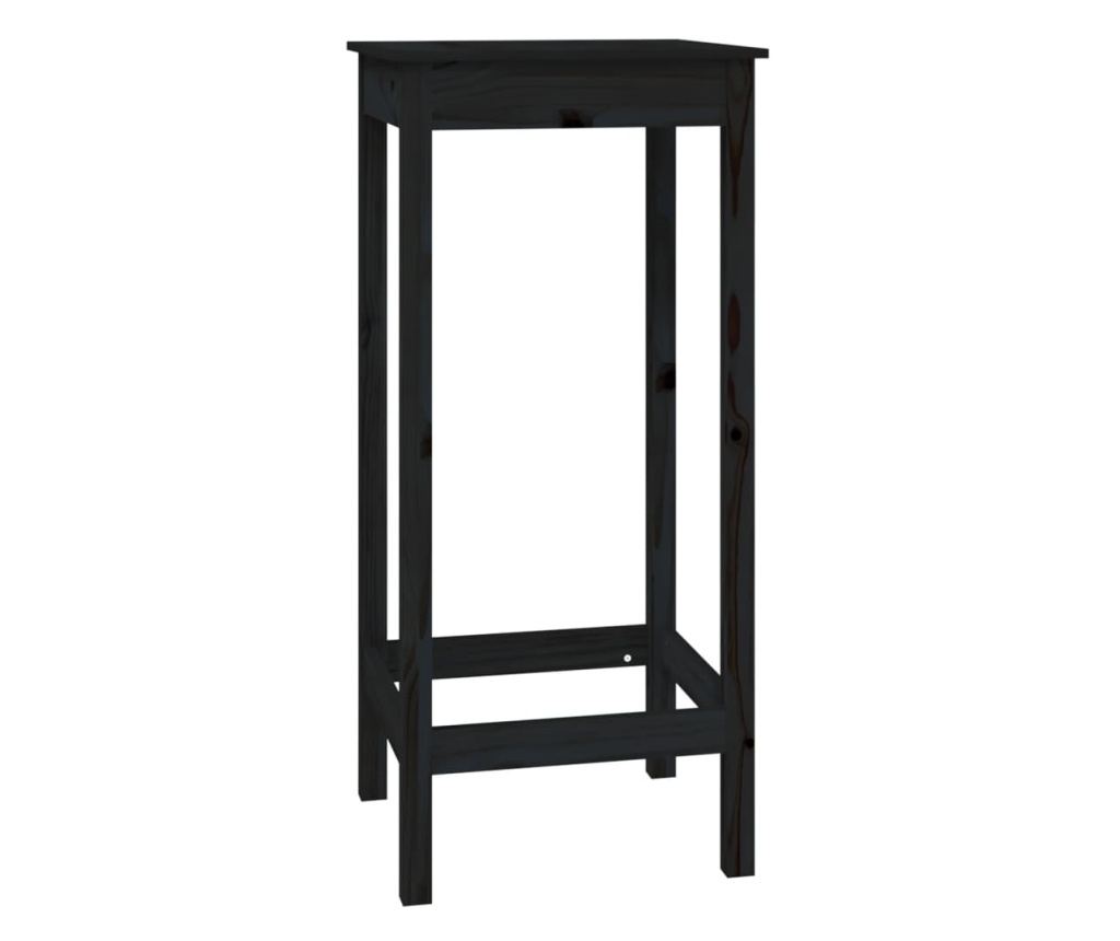 Τραπέζι μπαρ, μαύρο, 50x50x110 εκ., μασίφ ξύλο πεύκου - 2