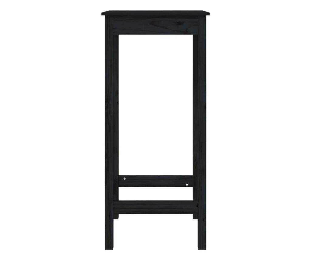 Τραπέζι μπαρ, μαύρο, 50x50x110 εκ., μασίφ ξύλο πεύκου - 4