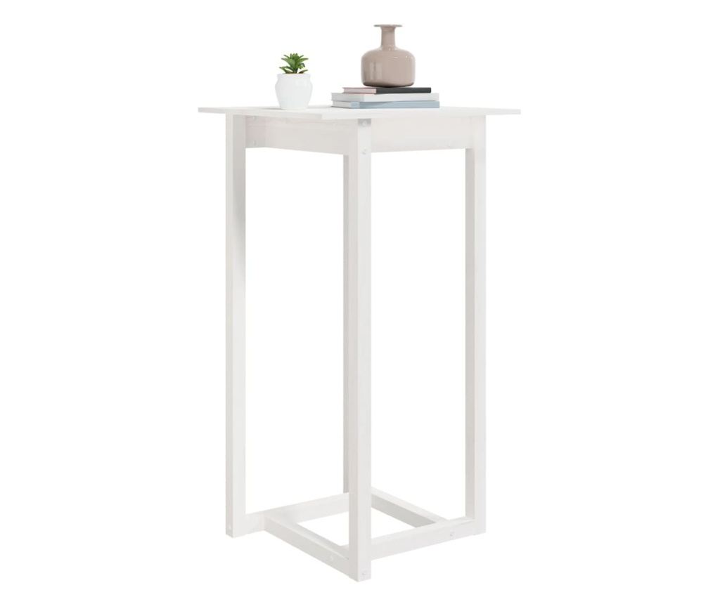 Barna miza, bela, 60x60x110 cm, masivno borovo leso - 5