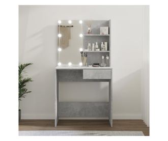 Beton szrke LED-es sminkasztal, 74,5x40x141 cm