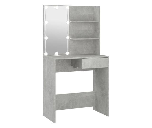 Beton szrke LED-es sminkasztal, 74,5x40x141 cm