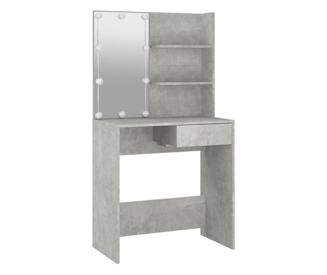 Beton szrke LED-es sminkasztal, 74,5x40x141 cm
