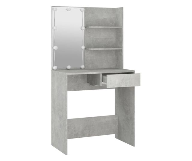 Beton szrke LED-es sminkasztal, 74,5x40x141 cm