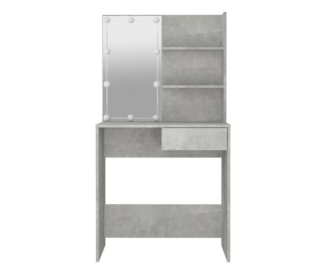 Beton szrke LED-es sminkasztal, 74,5x40x141 cm