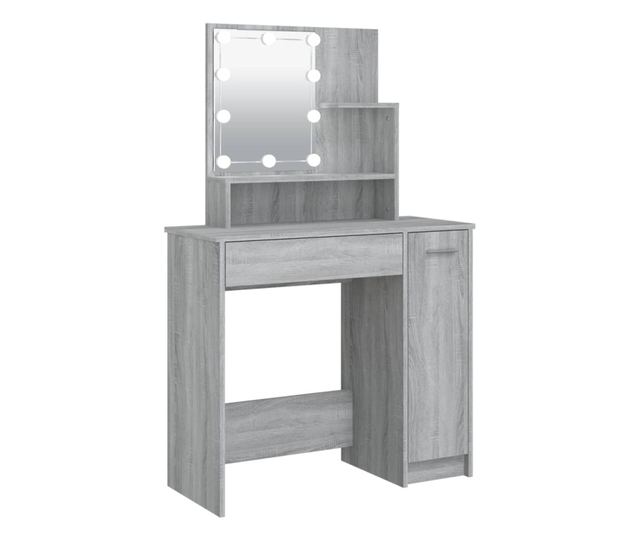 LED-es sminkasztal, sonoma szrke, 86,5x35x136 cm