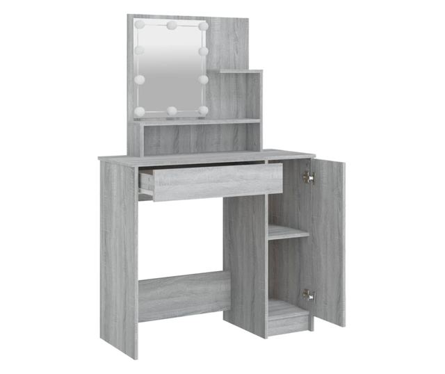 LED-es sminkasztal, sonoma szrke, 86,5x35x136 cm