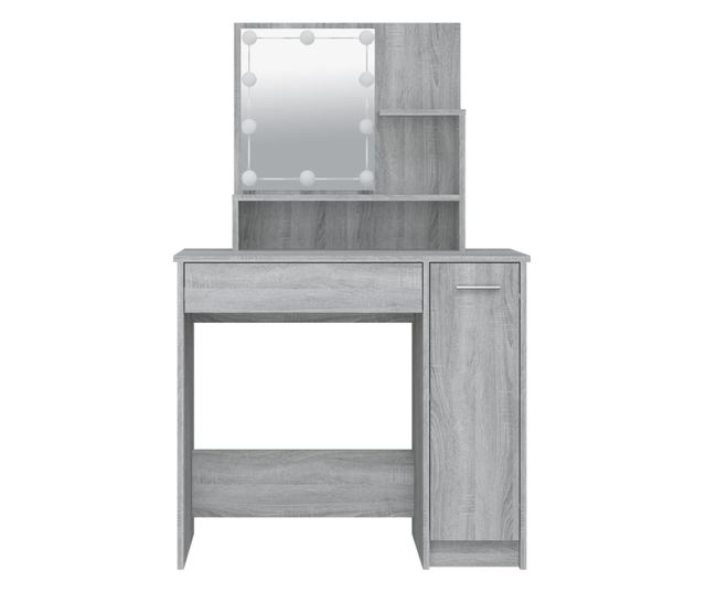 LED-es sminkasztal, sonoma szrke, 86,5x35x136 cm