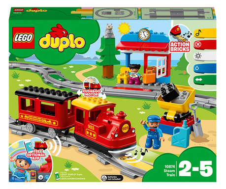 LEGO DUPLO - Tren cu aburi 10874, 59 piese
