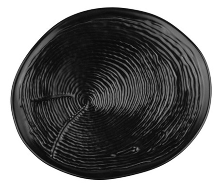 CULINARO WILLOW BLACK Farfurie intinsa portelan cu striatii, 29cm