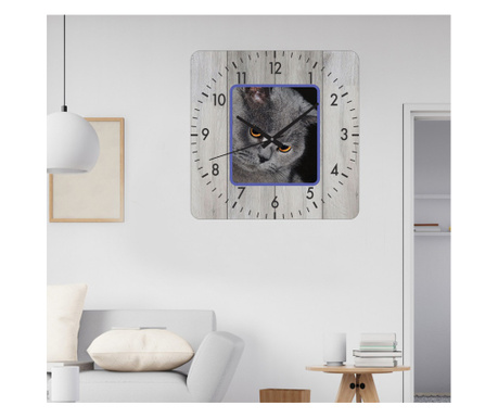 Ceas de perete Pisica, 30x30 cm,colorat, patrat