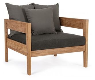Fotel barna faszürke textil Kobo 90x90x79 cm