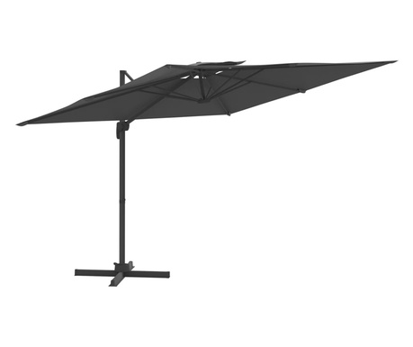 antracitszürke dupla tetős konzolos napernyő 300x300 cm